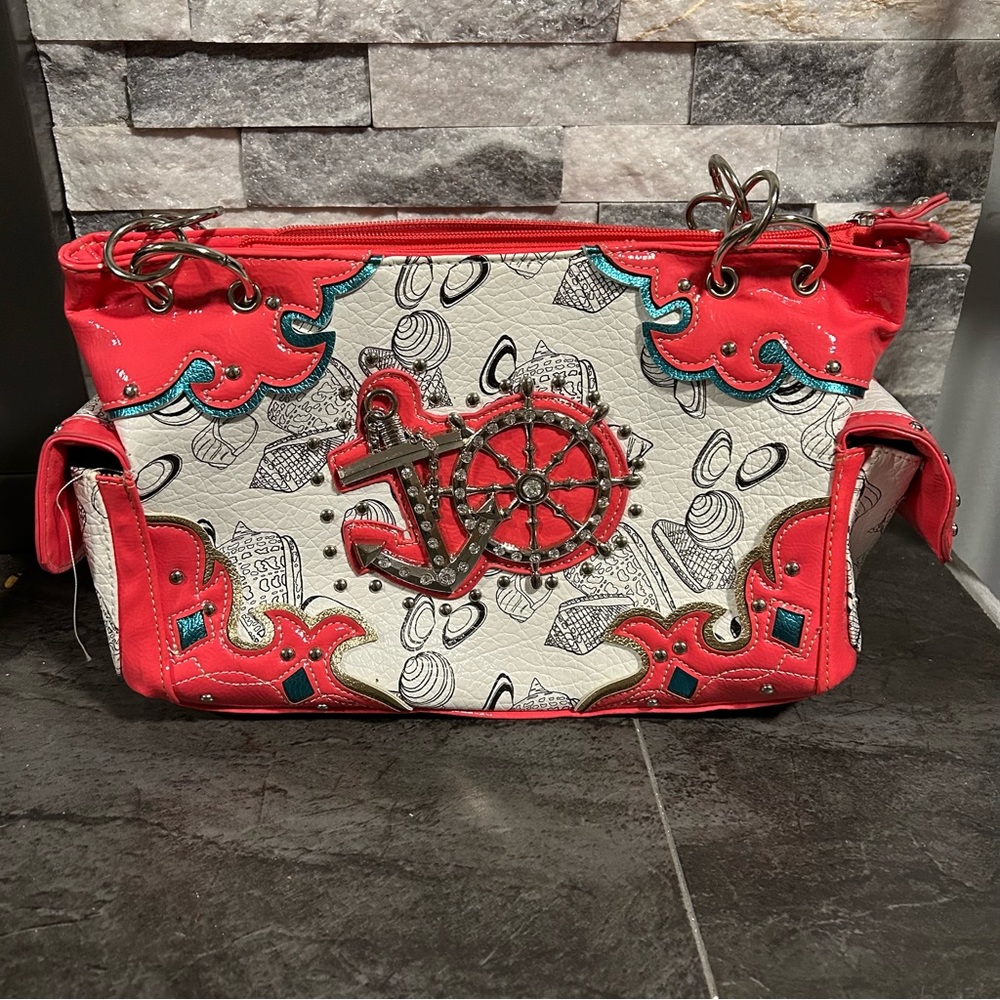 Cowgirl Trendy Rhinestone Anchor and Shell Concealed Carry Purse